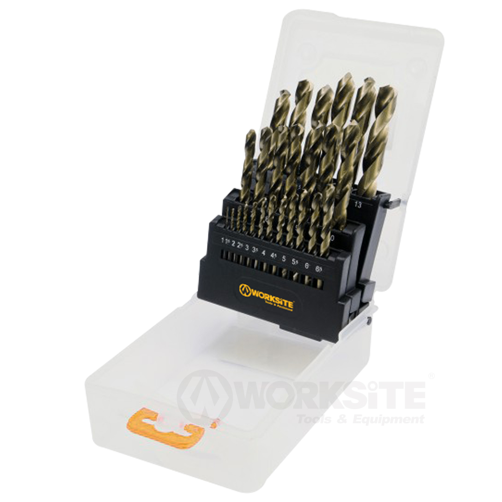 19PCS Twist Drill Set, HSS 4341, DIN 338, 118° split point